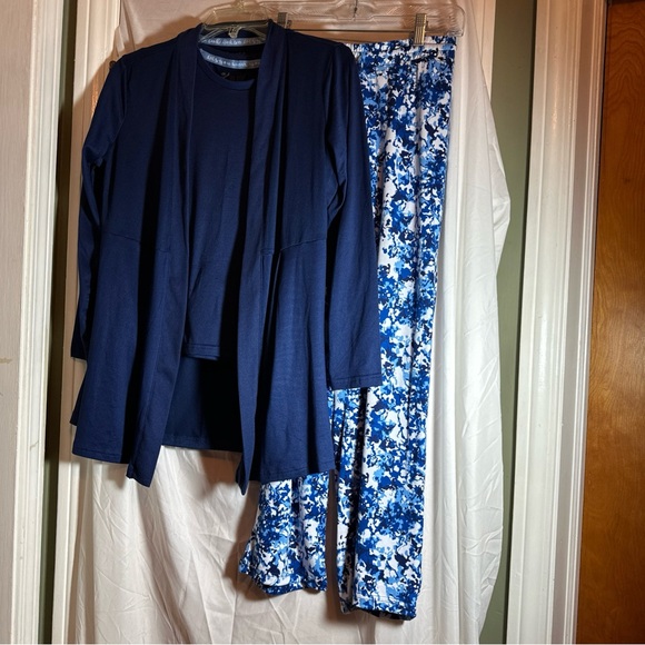 MUK LUKS Women’s Cloud Knit and Slub Knit 3-Piece Set Pajamas set Petite XS - Picture 1 of 11